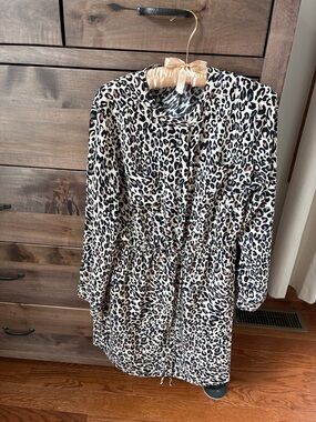 Apt. 9 Cream and Black Leopard-Print Drawstring Utility Jacket